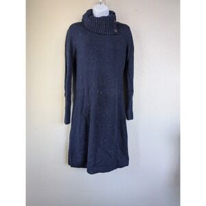 Talbots XS Blue Tweed Knit Sweater Dress Speckled Cowl Casual Office Cozy Winter